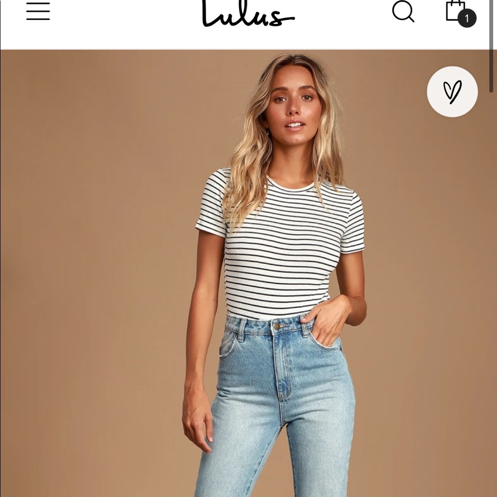 Lulus black and white striped ribbed bodysuit